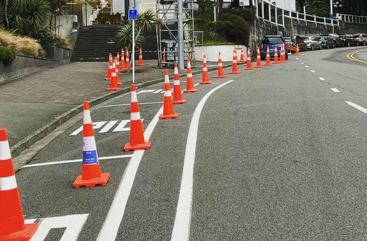Onsite traffic management with traffic cones in Wellington